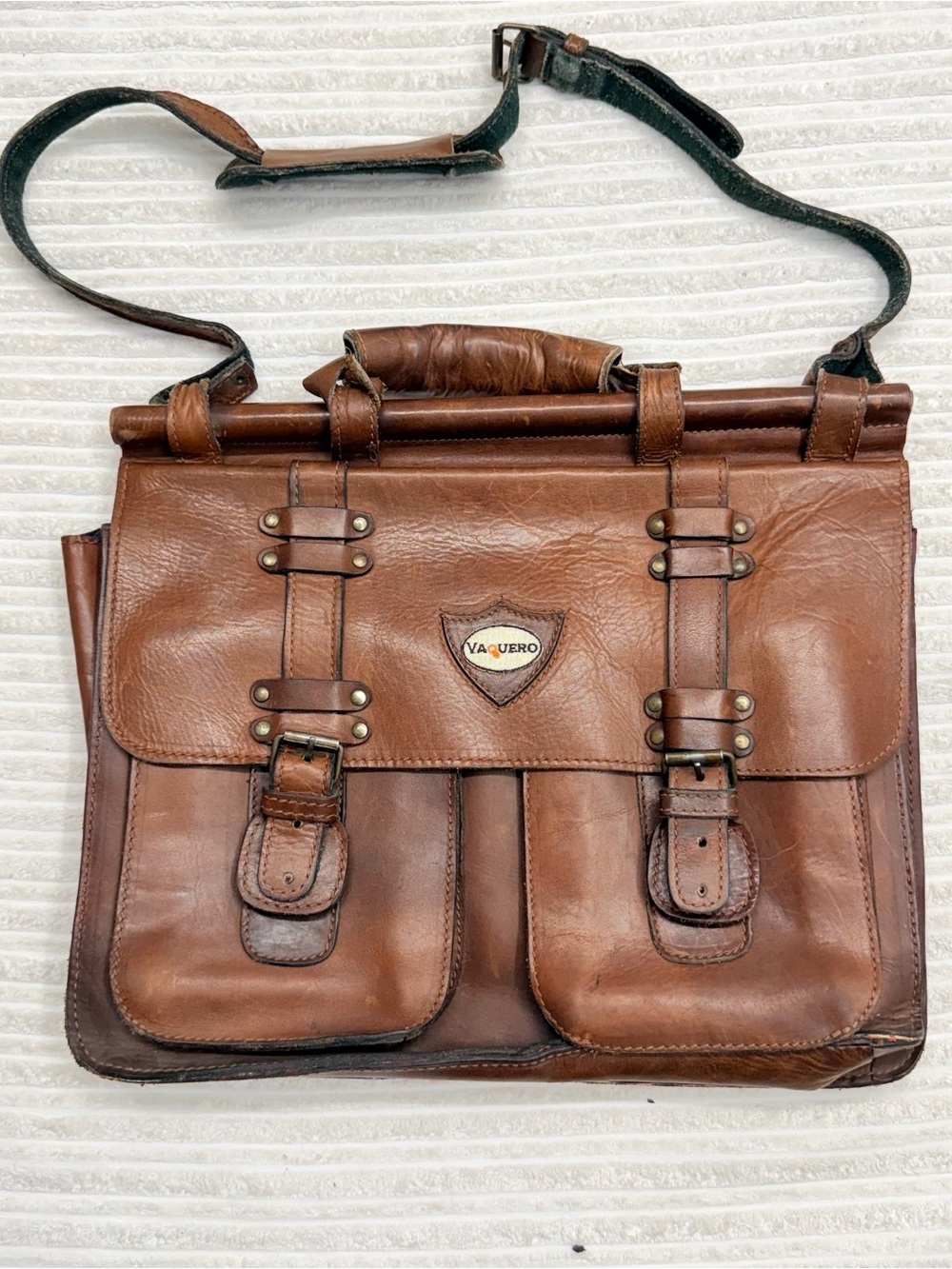 Vaquero Brown Leather Men's Briefcase Satchel Laptop Bag
